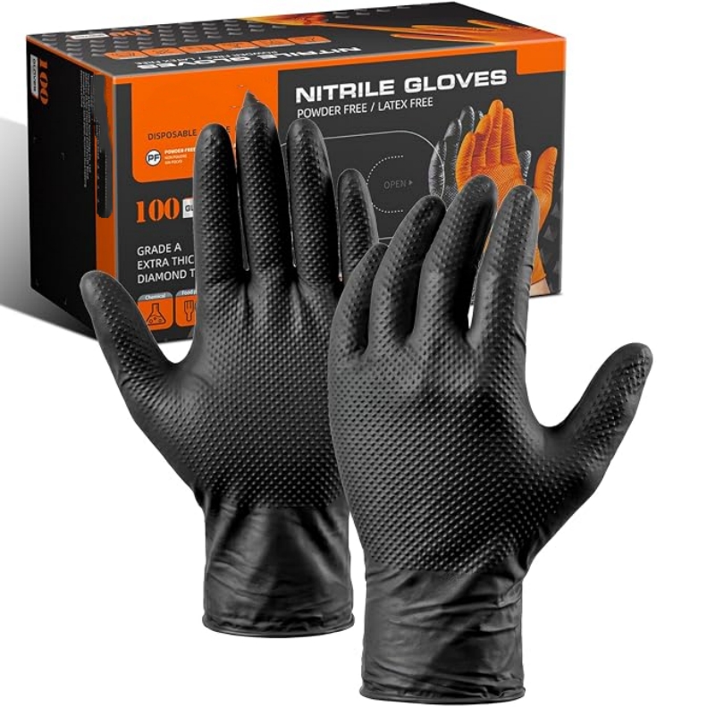 Nitrile Mechanic Glove - 8 Mil Heavy Duty Industrial Orange