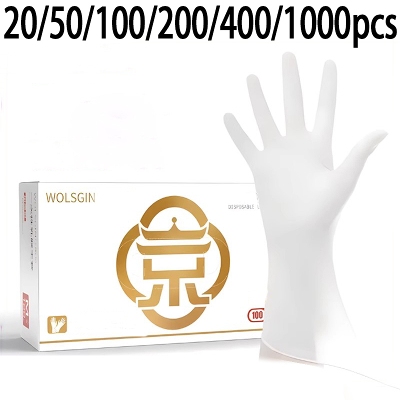Latex Disposable Glove - 20/50/100/200/400/1000 pcs Disposable White Nitrile Gloves,