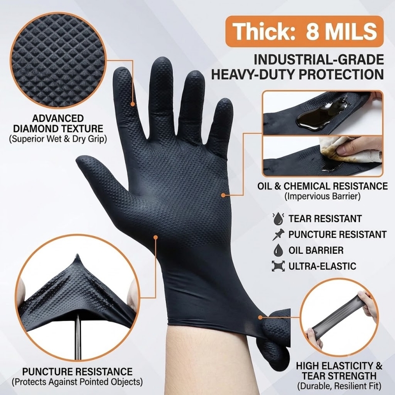 Heavy Duty Black Industrial Ni - đánh giá và giá Nitrile Mechanic Glove