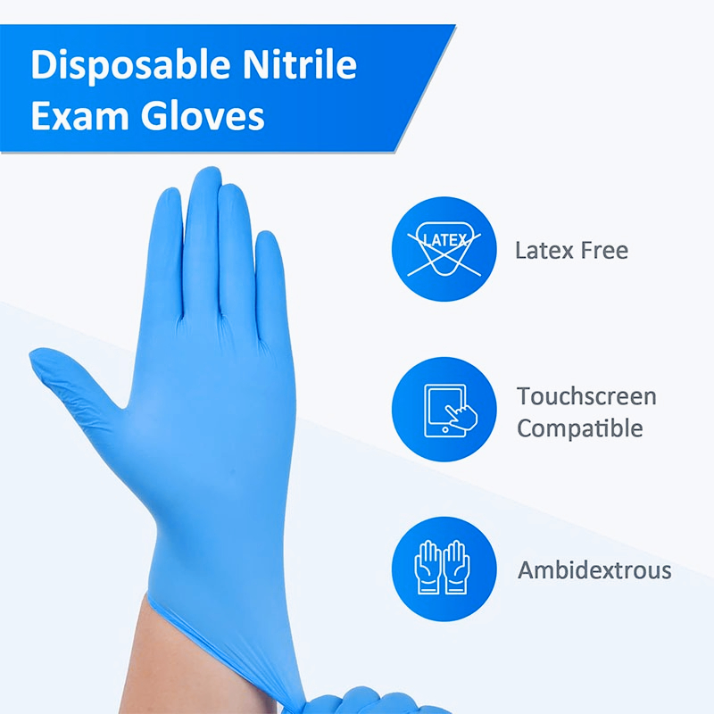 100PCS Blue Nitrile Disposable - đánh giá và giá Latex Disposable Glove