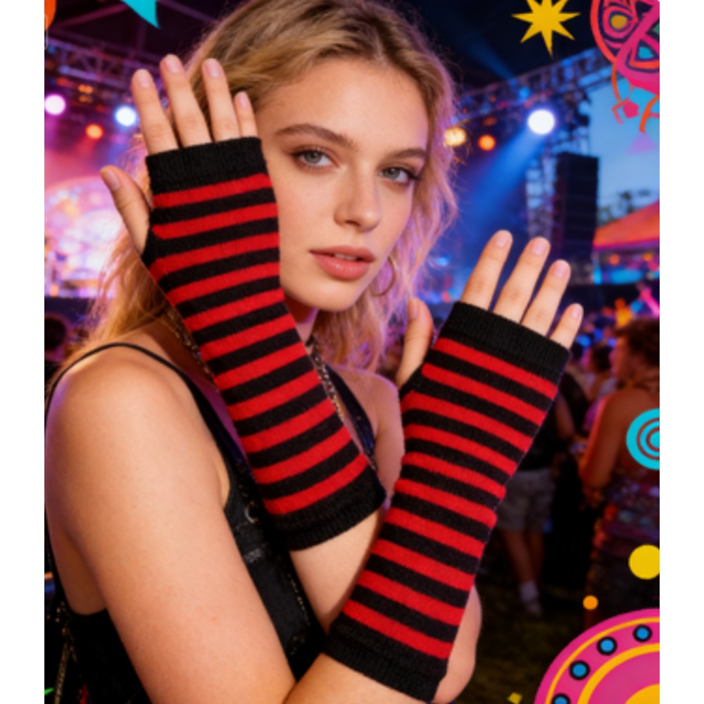 PESENAR Red  Black Striped Fin - đánh giá và giá Fingerless Glove Knit
