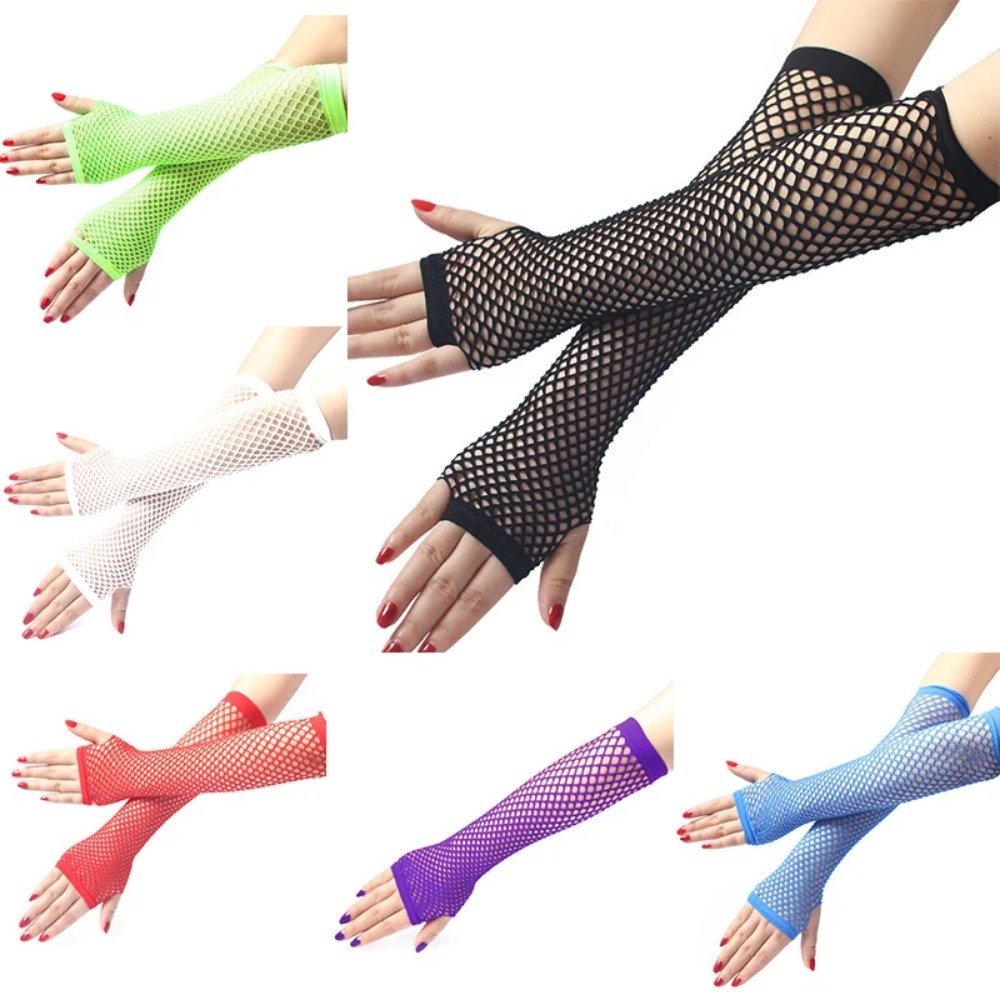 Women Neon Fishnet Long Finger - đánh giá và giá Fingerless Glove Knit