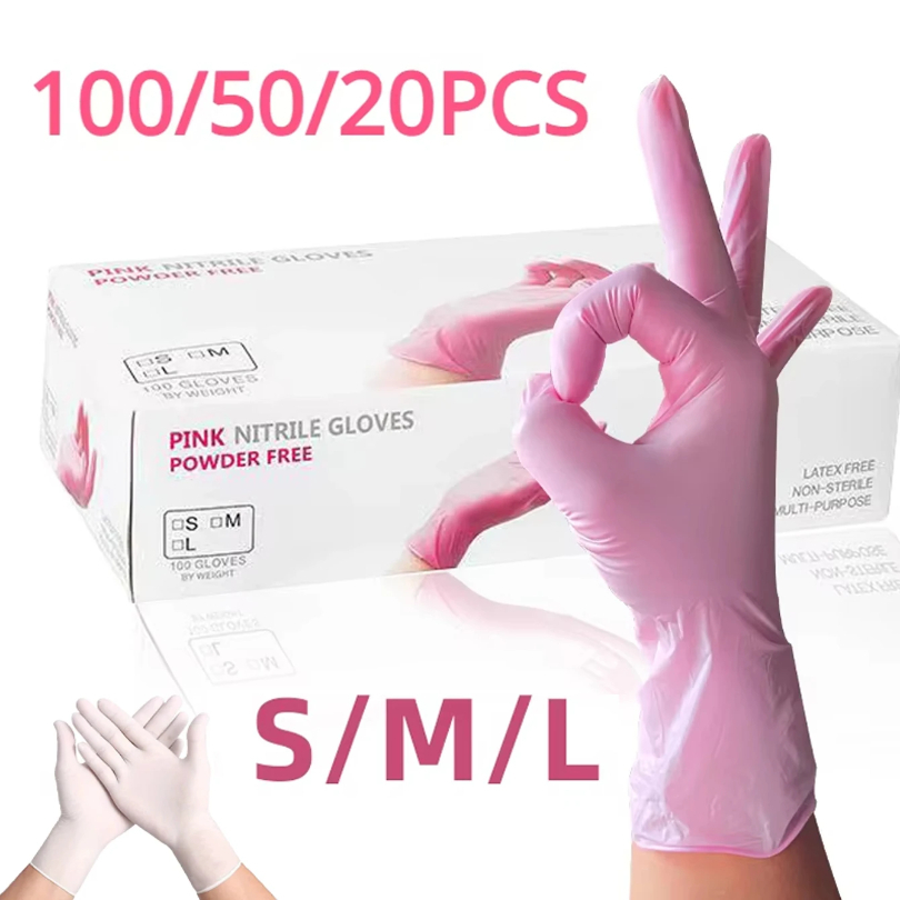 100/50/20PCS Light Pink White  - đánh giá và giá Latex Disposable Glove